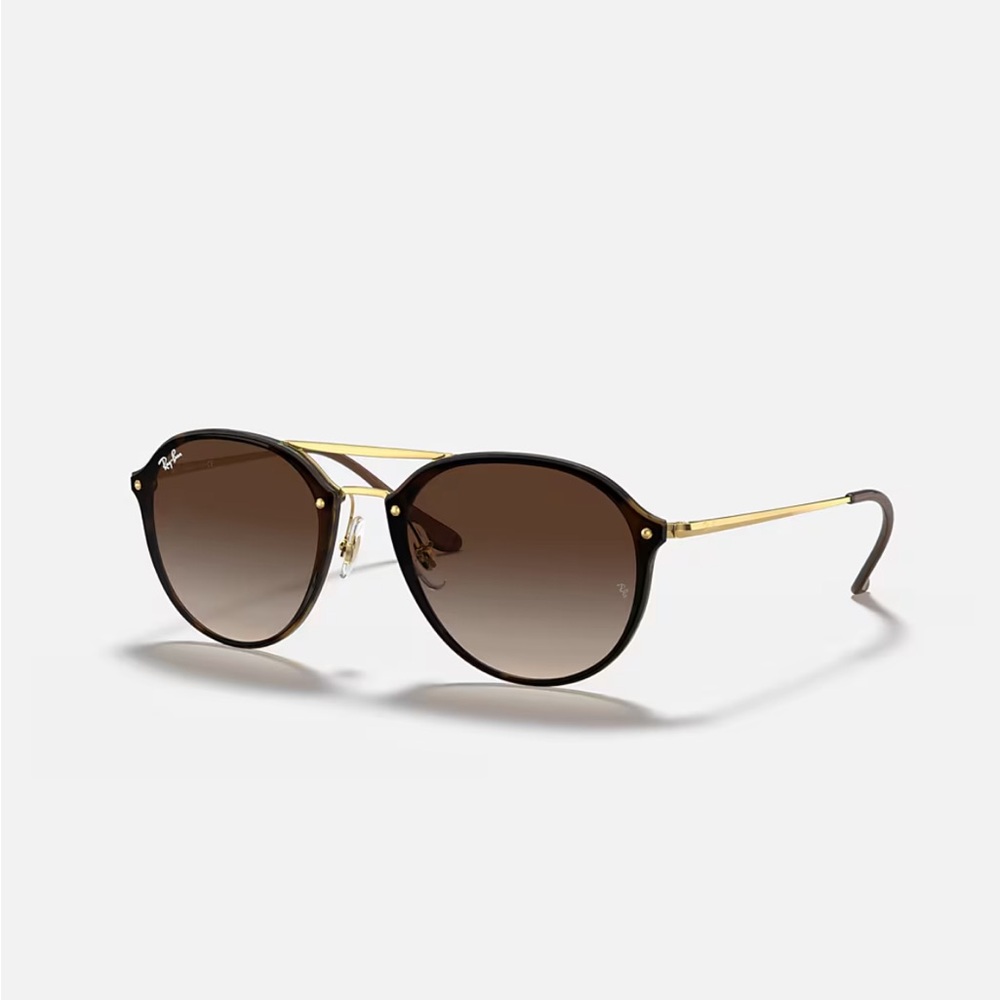 Ray-Ban Brown Gradient and Gold Sunglasses with Double Bridge Design